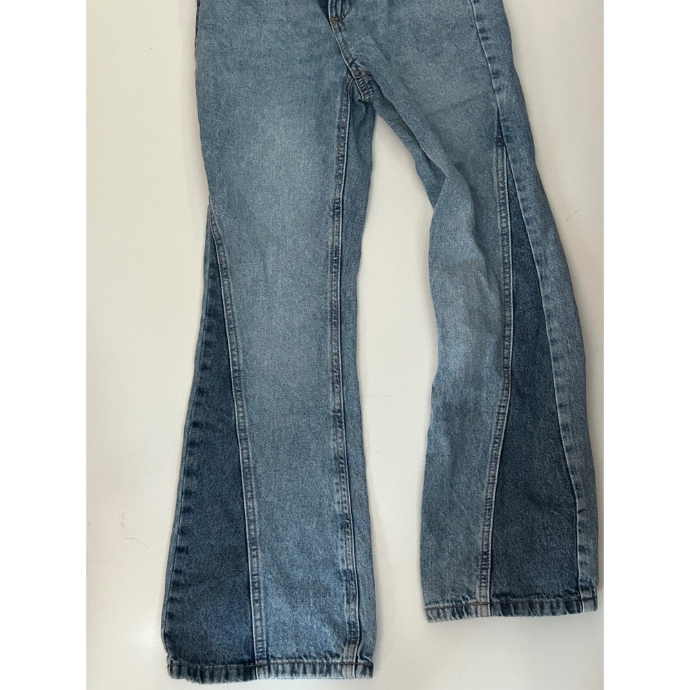 SO Girls Two-Tone Wide Leg Jeans Light Wash Blue Denim Size 10 High Waisted.J-72 - Picture 2 of 10